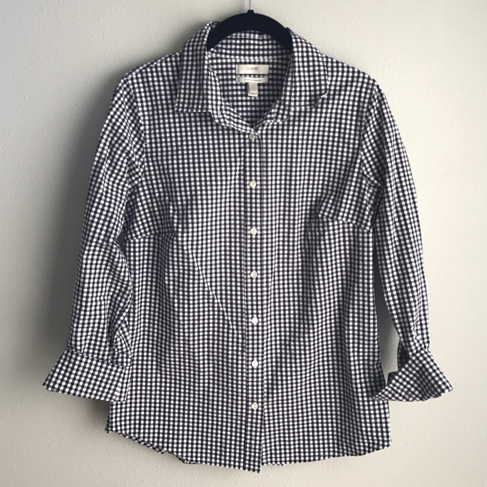 J Crew gingham button down shirt S